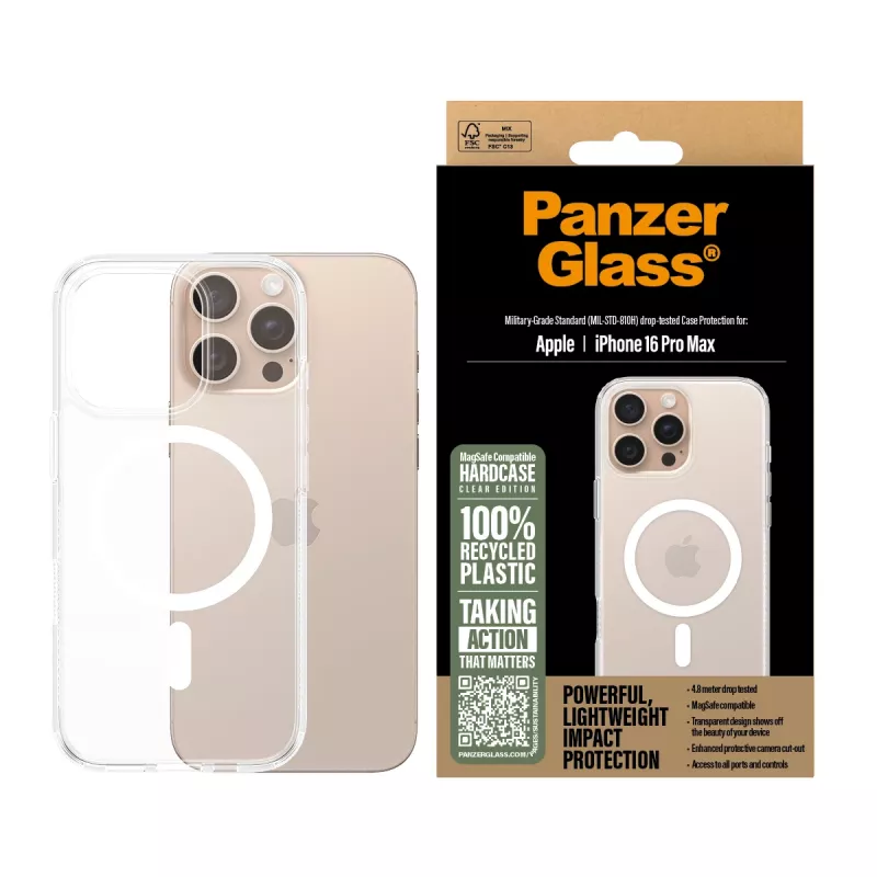 Cover PanzerGlass HardCase trasparente compatibile MagSafe iPhone 16 Pro Max