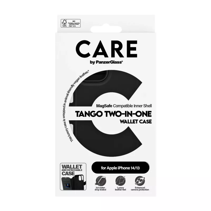 Cover PanzerGlass CARE by Feature Case Tango Two-in-One Wallet compatibile MagSafe iPhone 14 13