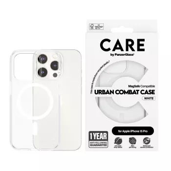Custodia PanzerGlass CARE™ by ® Urban Combat trasparente con MagSafe bianco iPhone 15 Pro