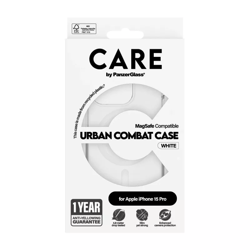 Custodia PanzerGlass CARE™ by ® Urban Combat trasparente con MagSafe bianco iPhone 15 Pro