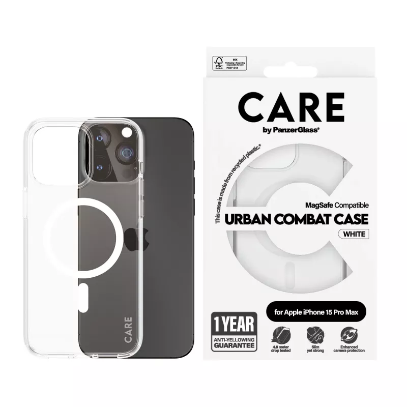 Custodia PanzerGlass CARE™ by ® Urban Combat trasparente con MagSafe bianco iPhone 15 Pro Max