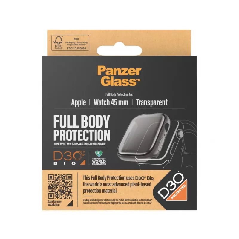 Custodia full body PanzerGlass ® trasparente con D3O® Apple Watch Series 9 | 45mm