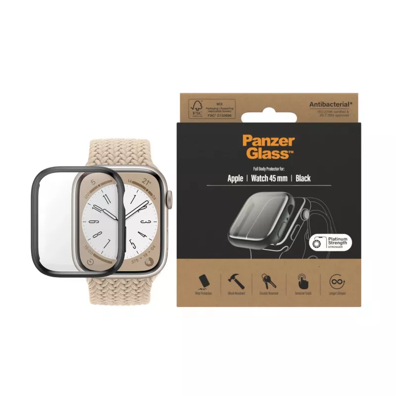 Custodia full body PanzerGlass ® Apple Watch Series 9 | 8 | 7 | 45 mm | nero