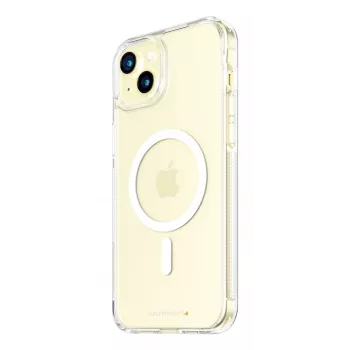 Custodia protettiva HardCase MagSafe per cellulare PanzerGlass per iPhone 15 Plus — plastica riciclata trasparente, compatibile con display da 6,69 pollici
