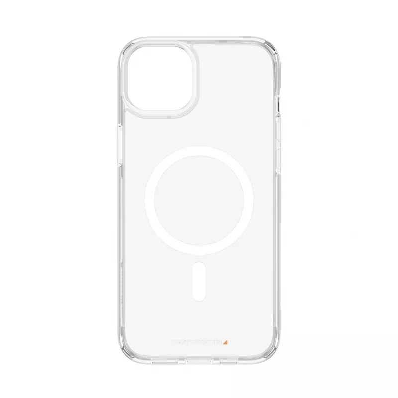 Custodia protettiva HardCase MagSafe per cellulare PanzerGlass per iPhone 15 Plus — plastica riciclata trasparente, compatibile con display da 6,69 pollici