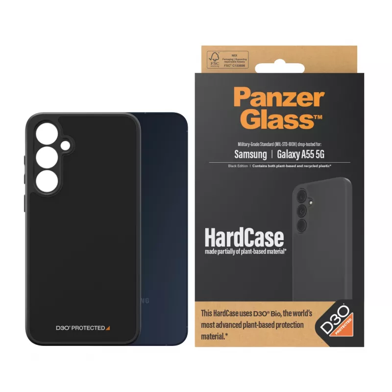 Custodia HardCase PanzerGlass ® nera con D3O® Samsung Galaxy A55 5G