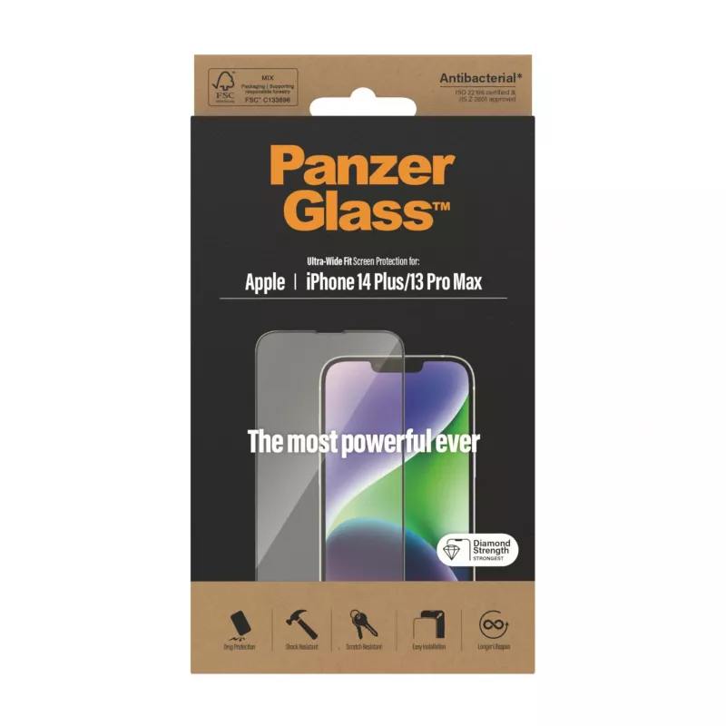Pellicola per display PanzerGlass Apple iPhone 14 Plus 13 Pro Max Ultra-Wide Fit antigraffio antiurto