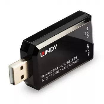 Lindy extender IR wireless bidirezionale, ricetrasmettitore, trasmettitore e ricevitore AV, 150 m, con filo, nero