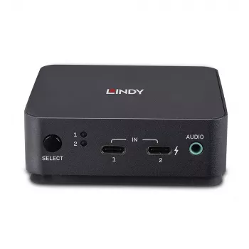 Lindy switch KVM 2 porte Type-C, DisplayPort 1.2, 3840 x 2160 pixel, 4K Ultra HD, grigio