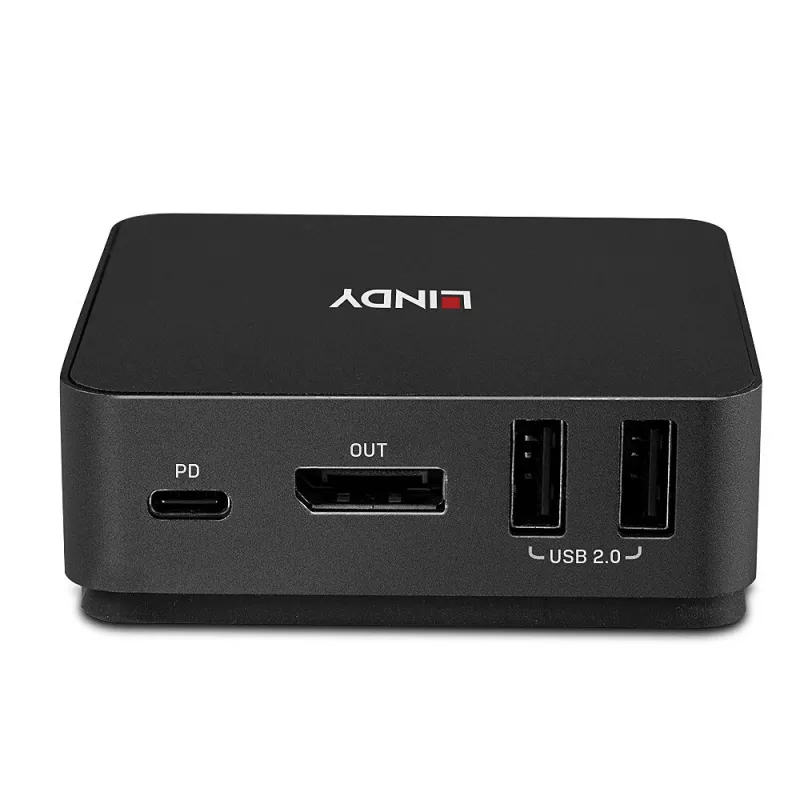 Lindy switch KVM 2 porte Type-C, DisplayPort 1.2, 3840 x 2160 pixel, 4K Ultra HD, grigio