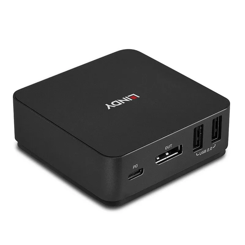 Lindy switch KVM 2 porte Type-C, DisplayPort 1.2, 3840 x 2160 pixel, 4K Ultra HD, grigio