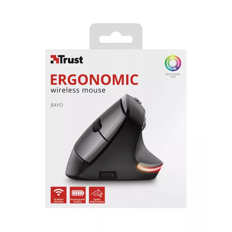 Trust Bayo Ergo Mouse 24110, 6 pulsanti, per destrimani, RF wireless, ottico, 2400 DPI