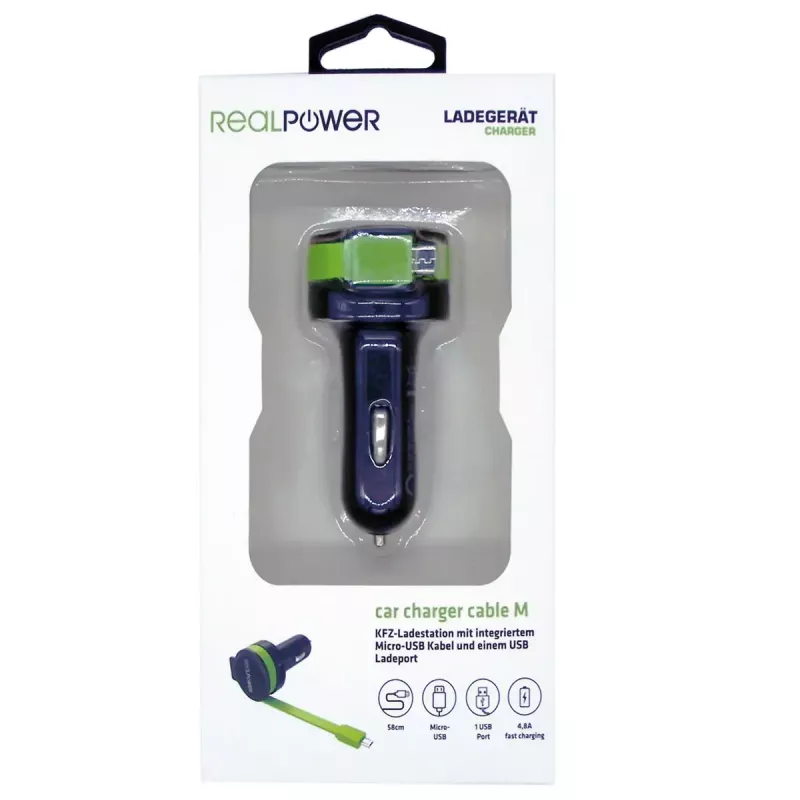 Caricabatterie mobile RealPower 257635 universale nero verde