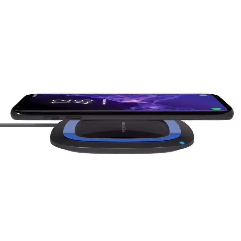 RealPower FreeCharge-10 Stazione di ricarica wireless con adattatore, nero/blu (257640)