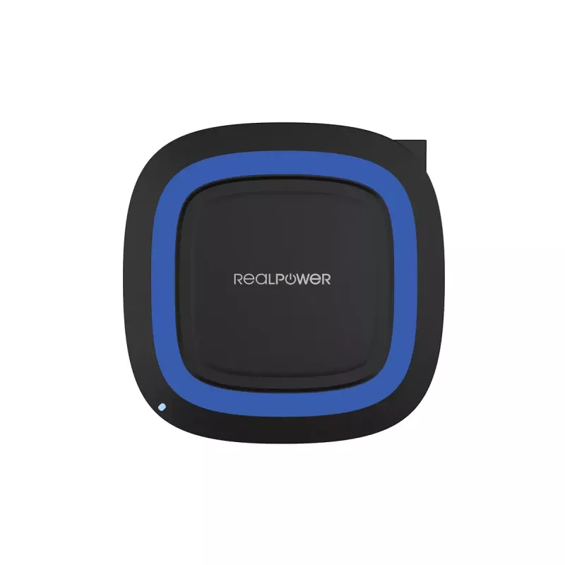 RealPower FreeCharge-10 Stazione di ricarica wireless con adattatore, nero/blu (257640)