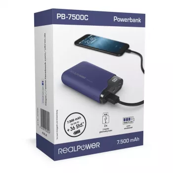 Batteria ricaricabile portatile RealPower PB-7500C 7500 mAh