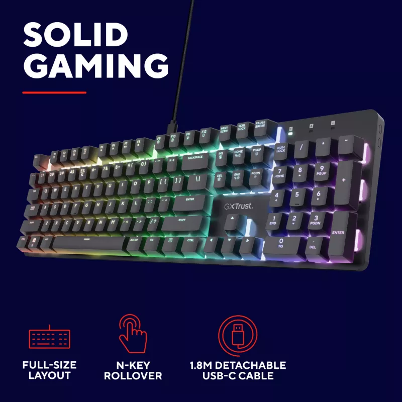 Tastiera gaming Trust GXT 871 Zora meccanica USB RGB nero