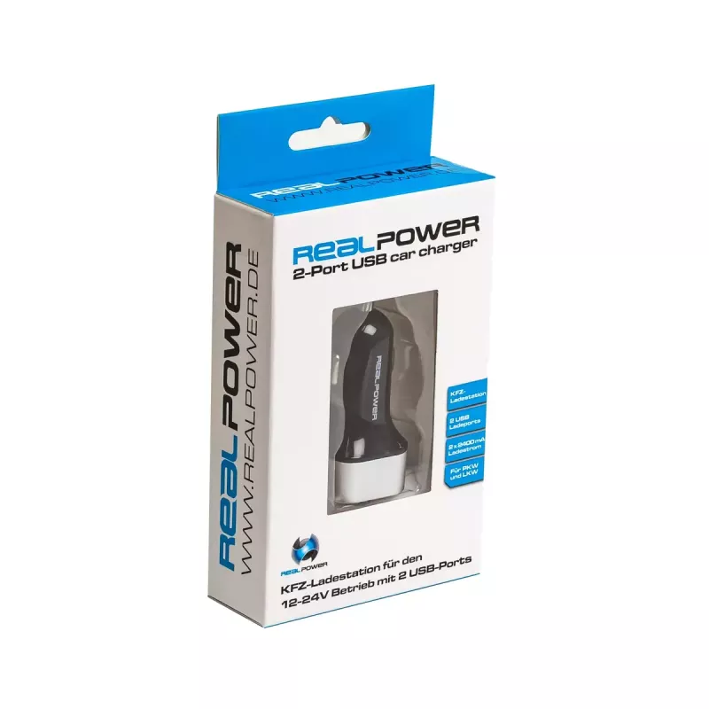 Caricabatterie mobile RealPower 176635 universale nero argento