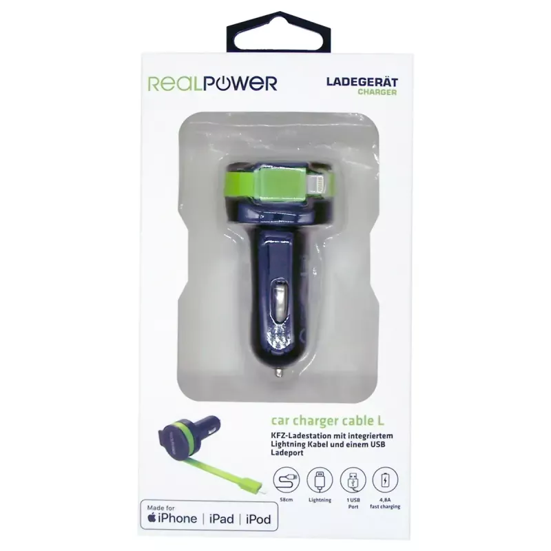 Caricabatterie mobile RealPower 257637 universale nero verde