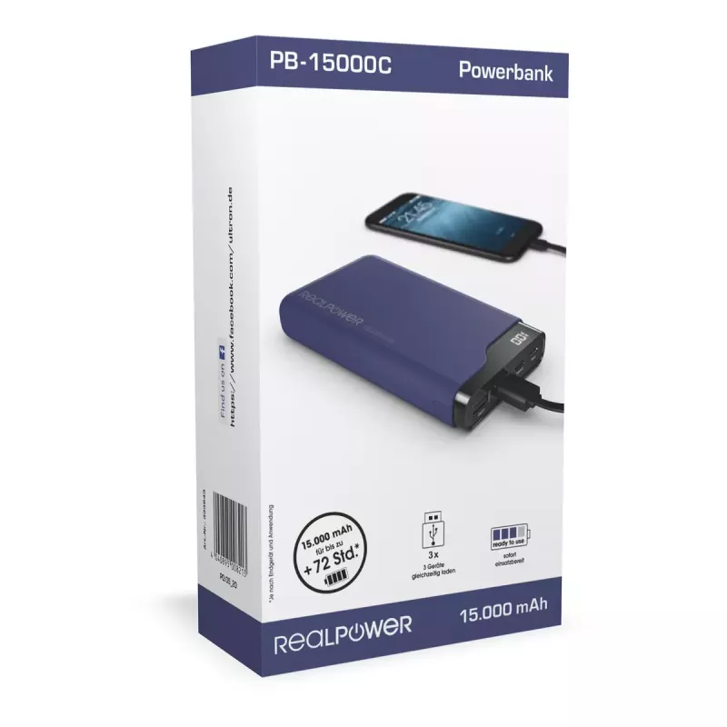 Caricabatterie portatile RealPower PB-15000C 15000 mAh
