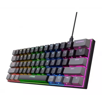 Tastiera gaming Trust GXT 867 Acira USB QWERTZ tedesca nero grigio 60% meccanica RGB