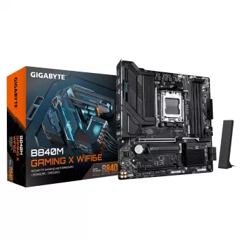 Scheda madre GIGABYTE B840M GAMING X WIFI6E - CPU AMD Ryzen 9000, VRM 8+2+2 fasi, fino a 8200MHz DDR5(O.C), 2xPCIe 4.0 M.2, Wi-Fi 6E, LAN 2.5GbE, USB 3.2 Gen 1