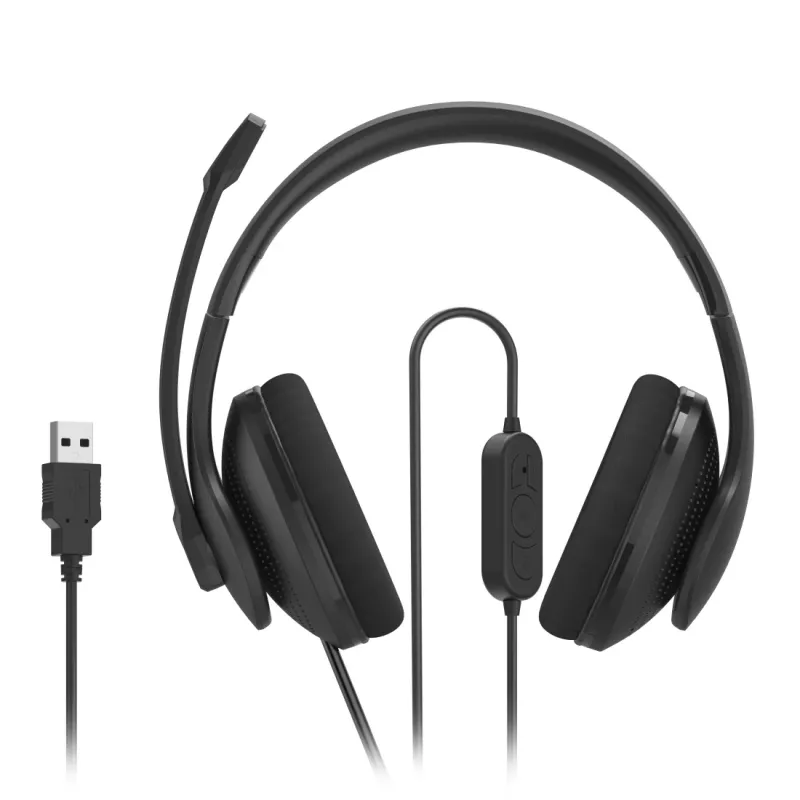 Hama HS-USB300 V2 Headset Cablato Archetto Ufficio/Call center USB Type-A Nero