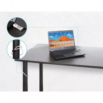Manhattan lucchetto combinazione universale per laptop per Noble Wedge®, Nano e K-Slot, lucchetto antifurto 3-in-1 per notebook, combinazione a 4 cifre reimpostabile, 1,8 m, cavo in acciaio al carbonio antitaglio, rivestimento in PVC traslucido, argento