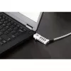 Manhattan lucchetto combinazione universale per laptop per Noble Wedge®, Nano e K-Slot, lucchetto antifurto 3-in-1 per notebook, combinazione a 4 cifre reimpostabile, 1,8 m, cavo in acciaio al carbonio antitaglio, rivestimento in PVC traslucido, argento