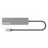 Manhattan dock/hub USB-C con lettore di schede, porte (x5): HDMI, USB-A (x2) e USB-C (x2), con Power Delivery (PD) 100W – richiede caricabatterie USB-C esterno (non incluso). Alimentato via USB (nessun alimentatore esterno necessario) quando PD non è utilizzato