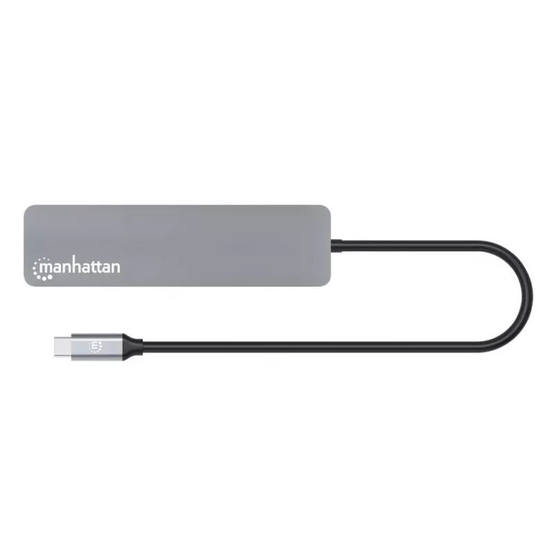 Manhattan dock/hub USB-C con lettore di schede, porte (x5): HDMI, USB-A (x2) e USB-C (x2), con Power Delivery (PD) 100W – richiede caricabatterie USB-C esterno (non incluso). Alimentato via USB (nessun alimentatore esterno necessario) quando PD non è utilizzato