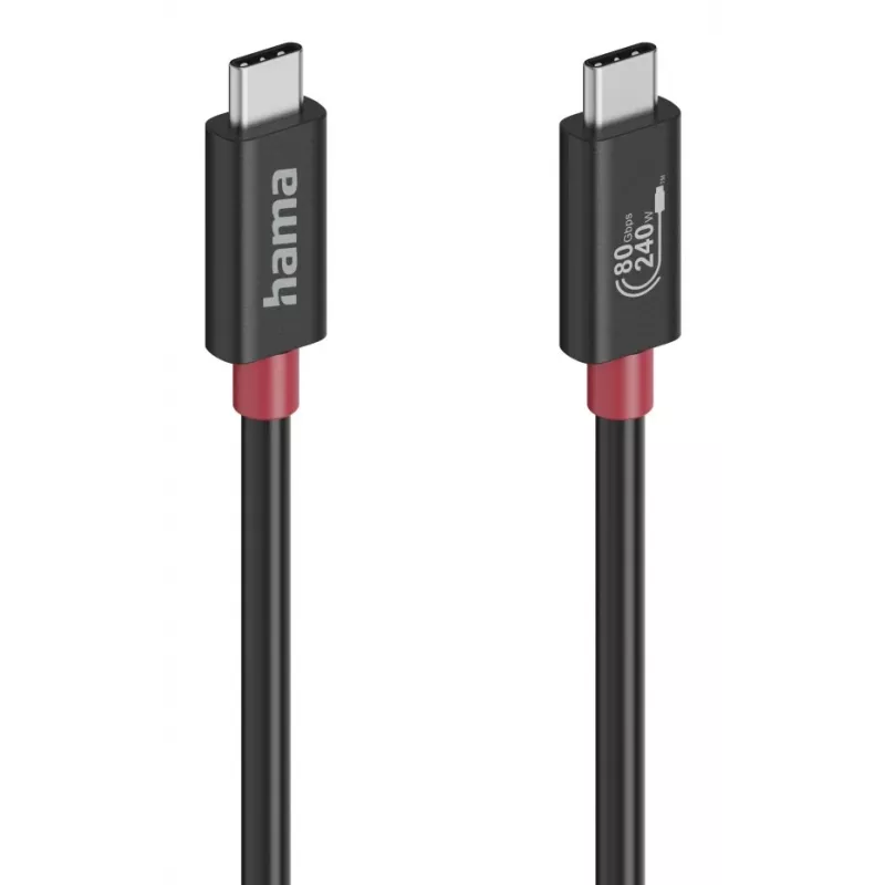Cavo USB-C Hama, E-Marker, USB4 Gen4, 80 Gbit/s, 5 A, 240 W, 1,00 m