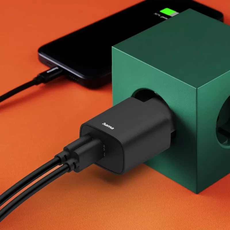 Caricabatterie mobile Hama 00201960 per cuffie, powerbank, smartphone, tablet nero AC ricarica rapida per interni
