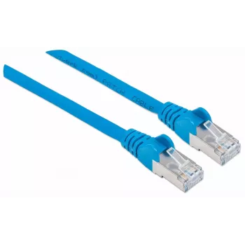 Cavo patch di rete Intellinet, cavo Cat7/connettore Cat6A, 0,25 m, blu, rame, S/FTP, LSOH / LSZH, PVC, RJ45, contatti placcati oro, snagless, con guaina, garanzia a vita