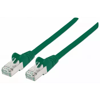 Cavo patch di rete Intellinet, cavo Cat7/connettore Cat6A, 1 m, verde, rame, S/FTP, LSOH/LSZH, PVC, RJ45, contatti placcati oro, senza linguetta, protezione antitorsione, garanzia a vita