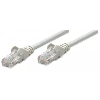 Cavo patch di rete Intellinet, Cat6, 7,5 m, grigio, CCA, U/UTP, PVC, RJ45, contatti placcati oro, protezione antitaglio senza linguetta, garanzia a vita