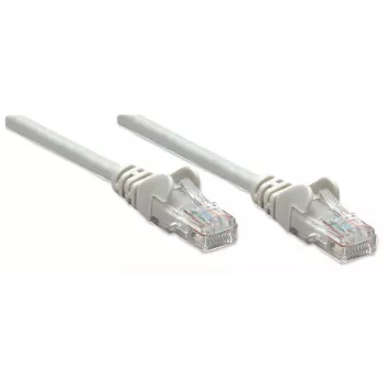 Cavo patch di rete Intellinet, Cat6, 7,5 m, grigio, CCA, U/UTP, PVC, RJ45, contatti placcati oro, protezione antitaglio senza linguetta, garanzia a vita