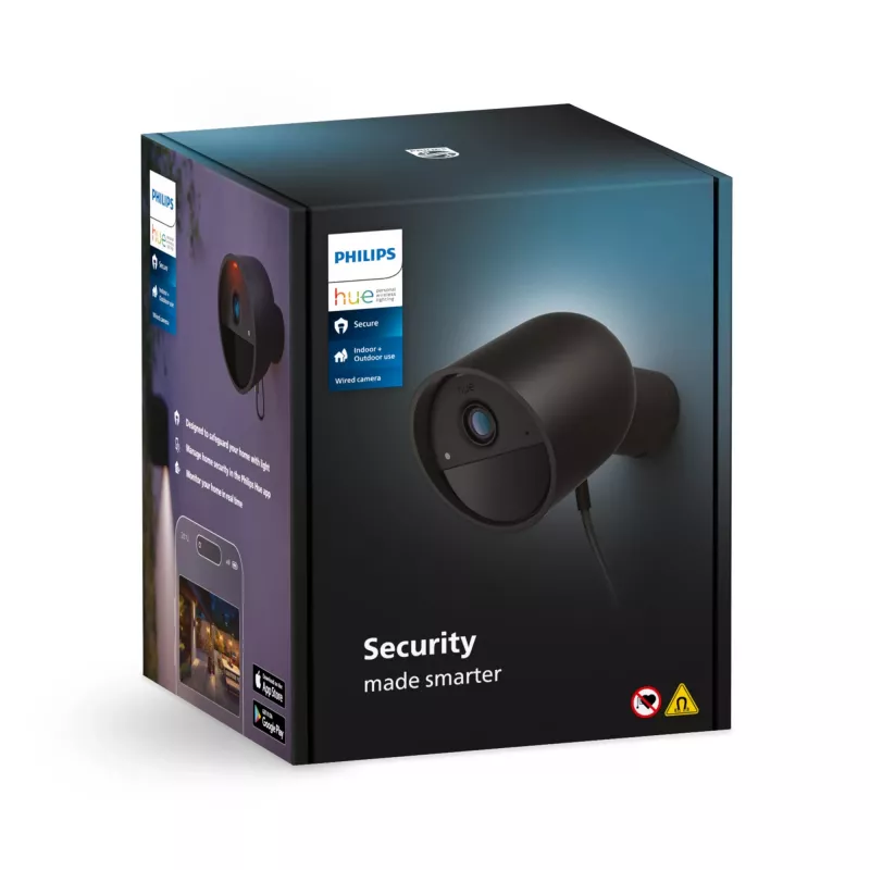 Philips Hue Secure 49267700 telecamera di sicurezza IP cablata, 1080p, Wi-Fi, rilevamento del movimento, audio bidirezionale, nera