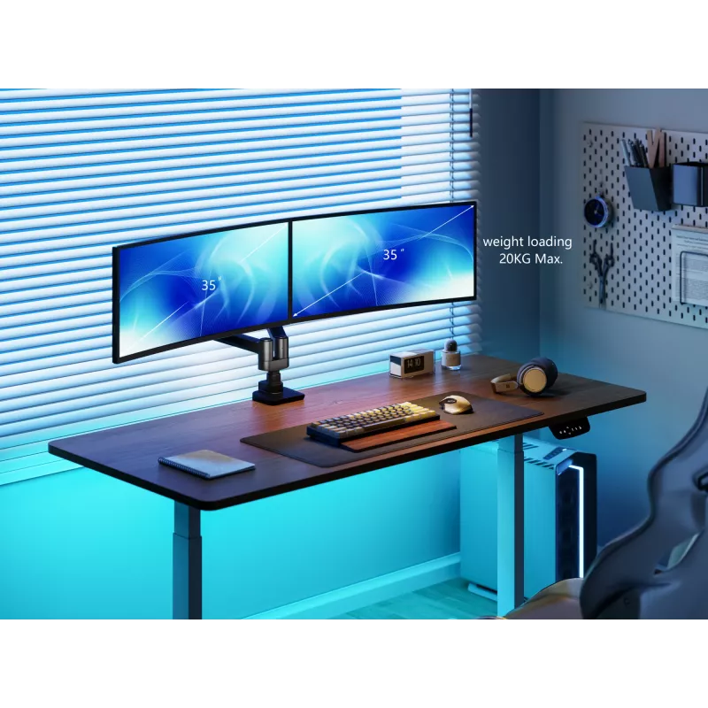 Equip Supporto da tavolo heavy-duty per doppio monitor 17-35 pollici, nero