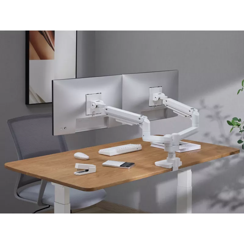 Equip Supporto da tavolo heavy-duty per doppio monitor 17-35 pollici, bianco