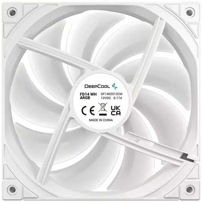 Ventola di raffreddamento DeepCool FD14 ARGB bianco 140mm 3in1 — 140 mm, ARGB, bianco, confezione da 3