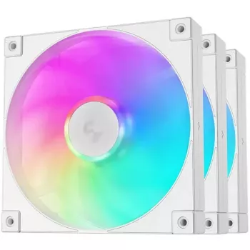 Ventola di raffreddamento DeepCool FD14 ARGB bianco 140mm 3in1 — 140 mm, ARGB, bianco, confezione da 3