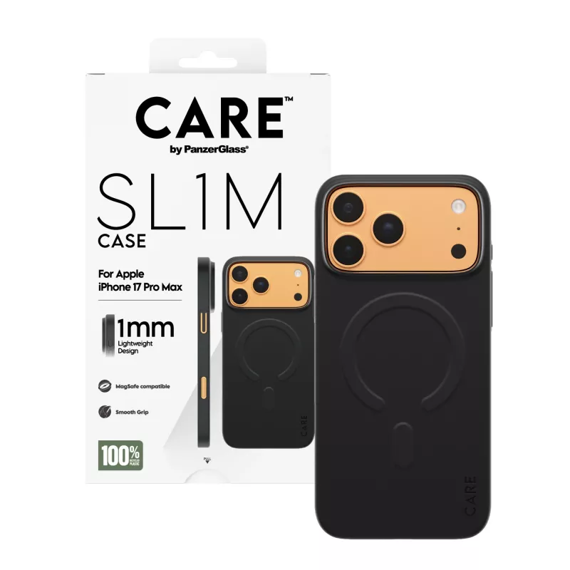 Custodia per cellulare PanzerGlass CARE™ SL1M Case nero compatibile MagSafe per iPhone 17 Pro Max