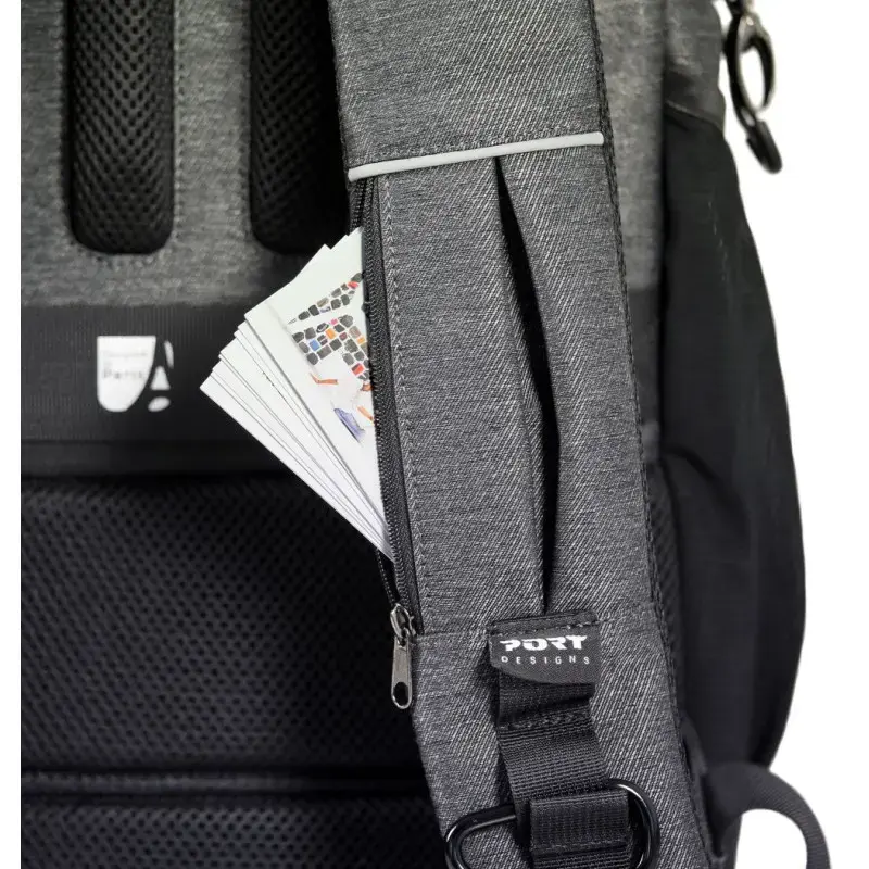 Port Designs Montreal 170401 zaino per laptop da 15,6-16 pollici (39,6-40,6 cm), 24 l, antifurto, tasca RFID, poliestere, nero