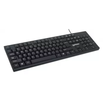 Manhattan tastiera USB con filo, nero, tasti a dimensione piena, cavo 1,5 m, connettore USB-A, Plug and Play, tre anni di garanzia