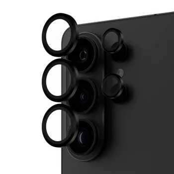 Protezione obiettivo fotocamera PanzerGlass Hoops per Samsung Galaxy S26 Ultra — vetro temperato, silicone, nero