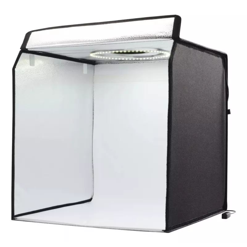 Mini studio fotografico HAMA box pieghevole con ring light LED 50×50 cm, modello 00004664