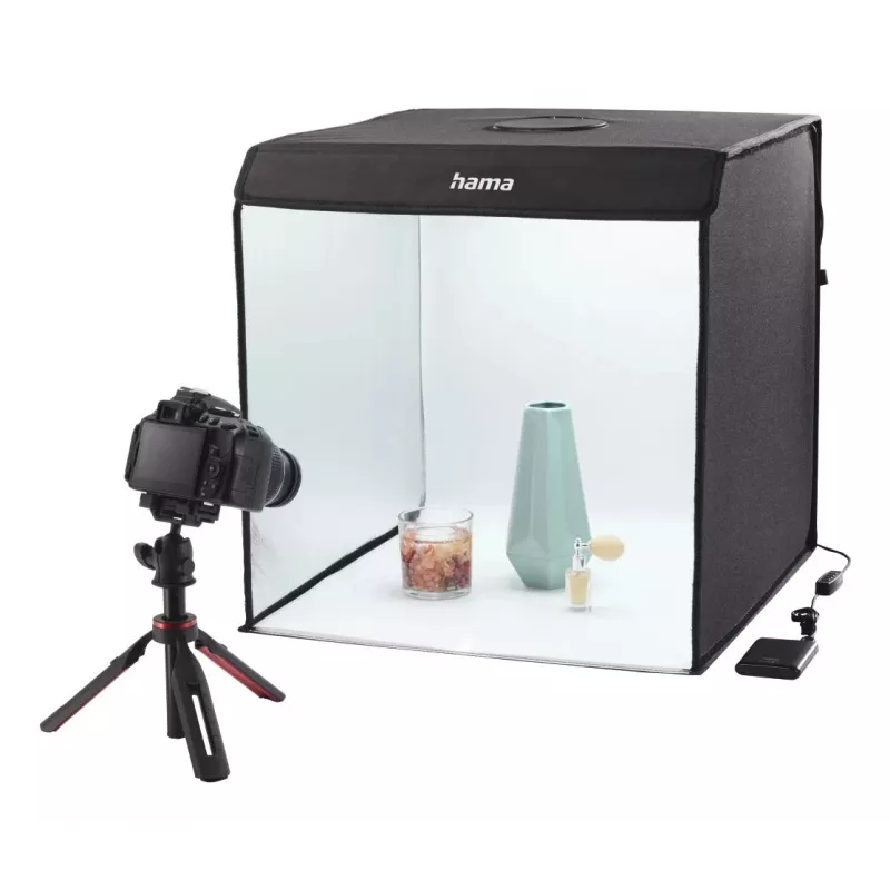 Mini studio fotografico HAMA box pieghevole con ring light LED 50×50 cm, modello 00004664