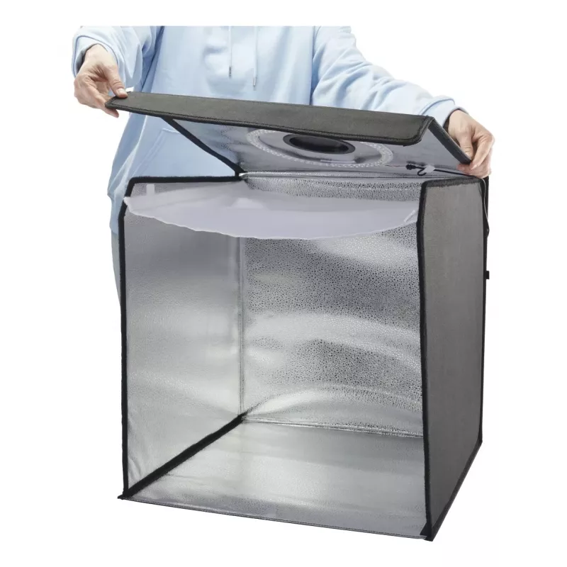 Mini studio fotografico HAMA box pieghevole con ring light LED 50×50 cm, modello 00004664