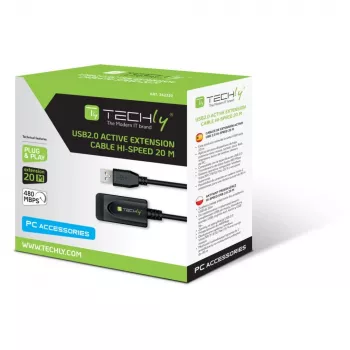 Techly IUSB-REP220TY3 cavo USB USB 2.0 20 m USB A nero